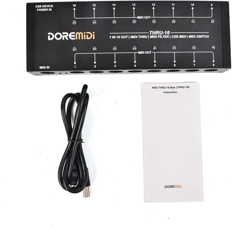 DOREMiDi MIDI THRU-16 Box Filter and Switch 1 MIDI input into 16 MIDI outputs and each MIDI output can edit MIDI filters(THRU-16) - Image 4